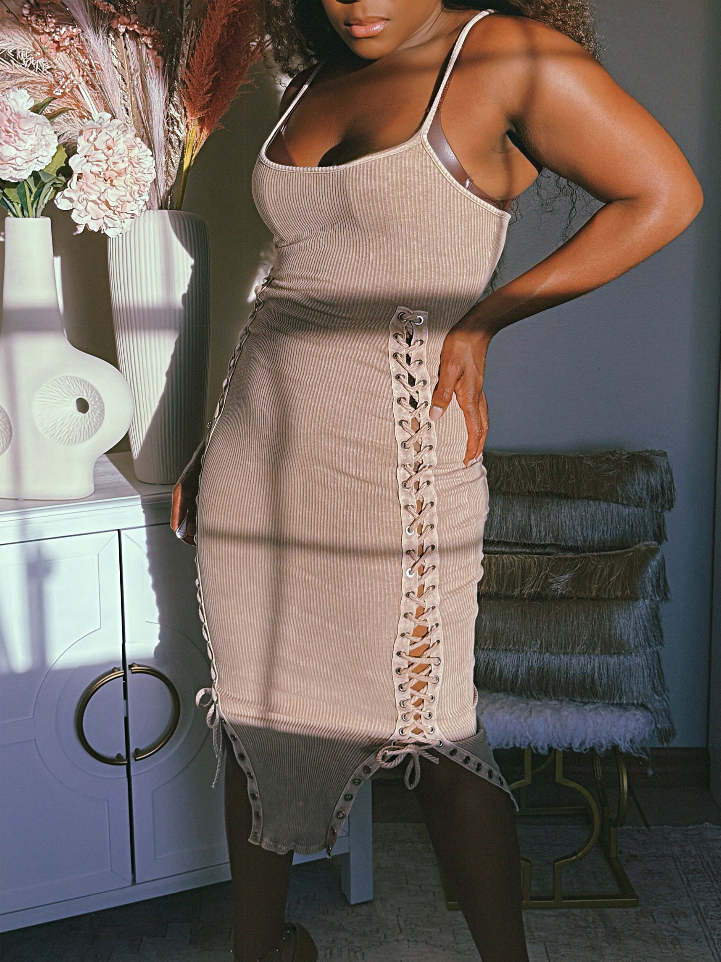 Mocha Mirage Midi Dress