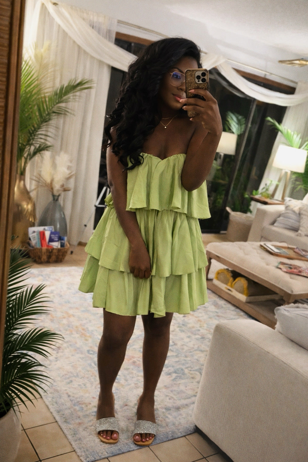 Juliette Lime Ruffle Tube Dress