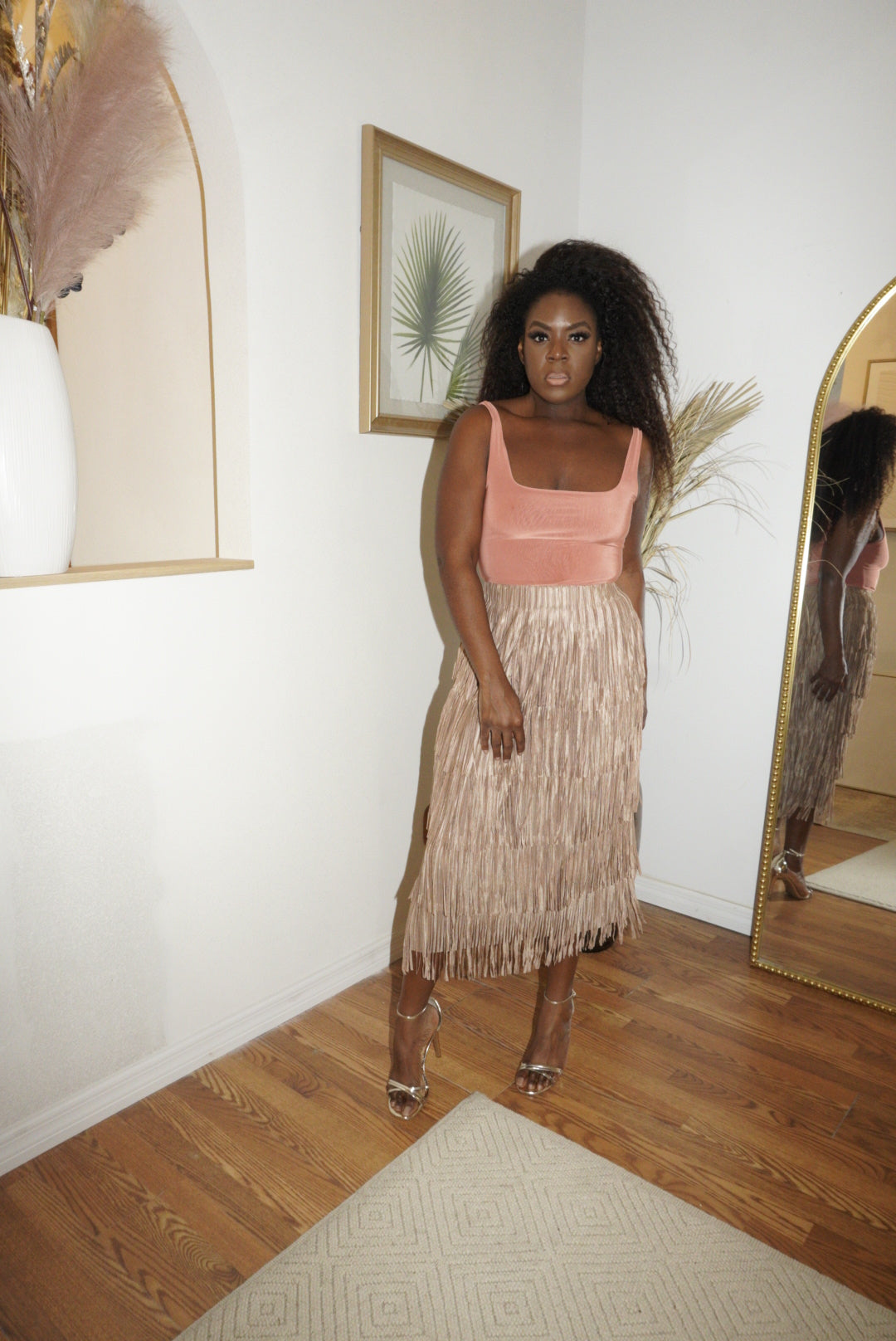 Sahara Fringe Midi Skirt Womens Clothing