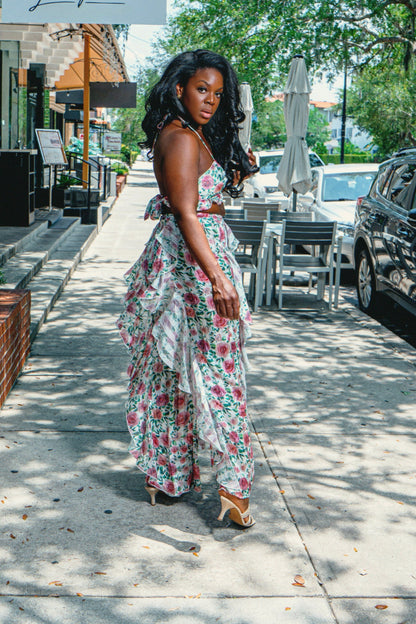 The URBN Bouquet Summer In Saint-Tropez Two-Piece Pant Set. St. Tropez inspired outfit styled for resortwear